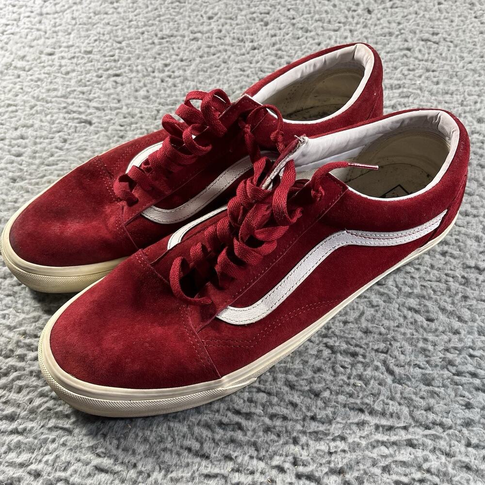 Vans Old Skool Red Suede Sneakers Shoes Men's Size 13 Low Top Skate Casual